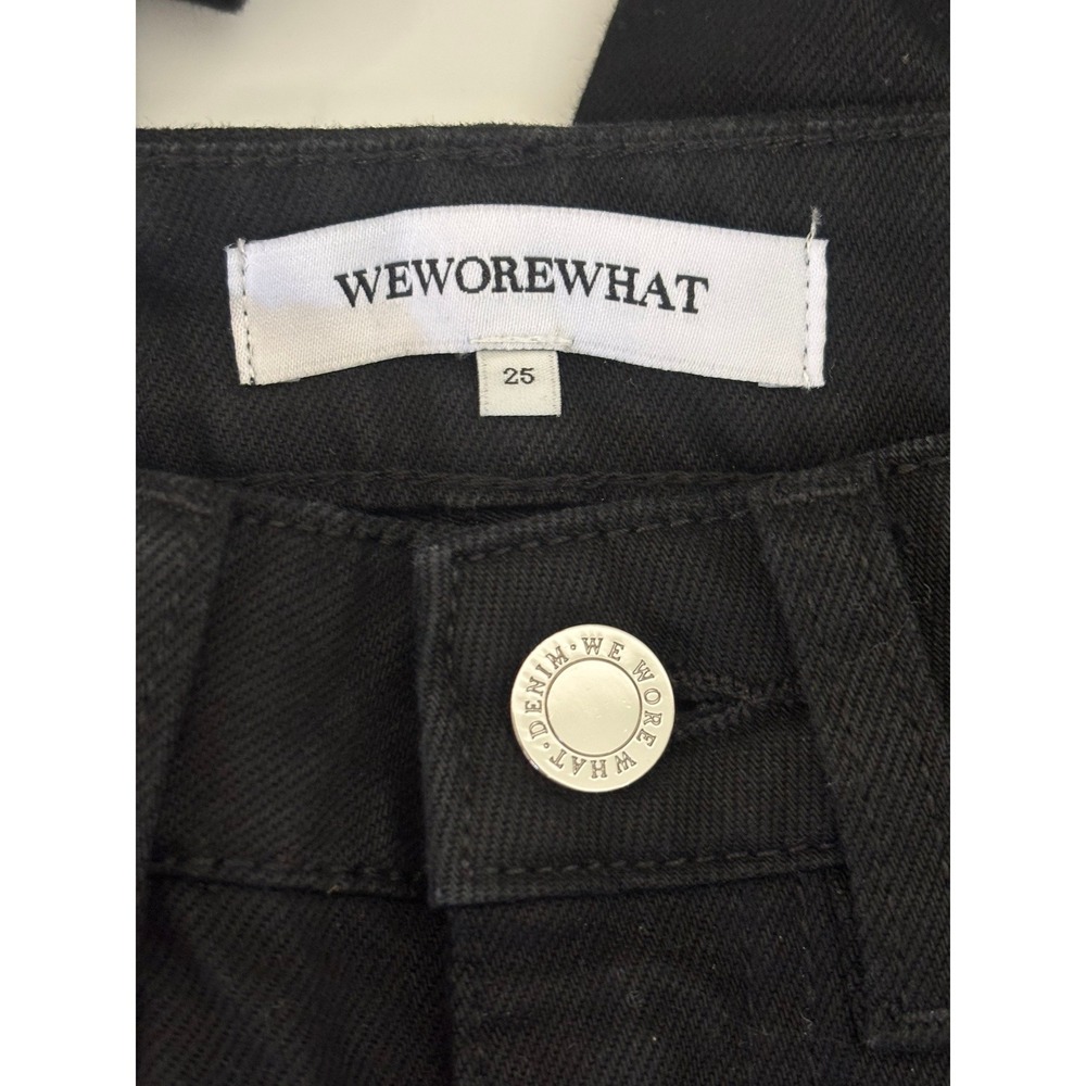 Revolve WeWoreWhat Wide Leg Denim Jean Black Cotton Twill High Rise Size 25